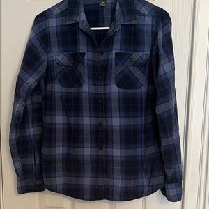 Eddie Bauer Blue Plaid Blouse